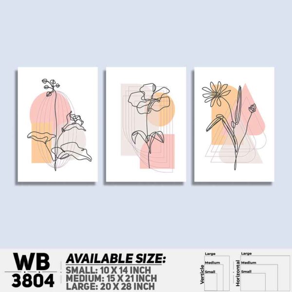 DDecorator Flower And Leaf ArtWork (Set of 3) Wall Decoration And Home Decoration PVC Wall Board And Wall Canvas - WB3804
