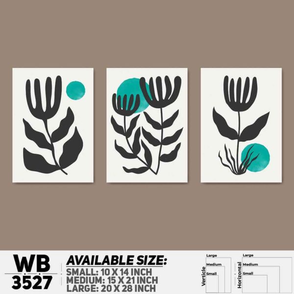 DDecorator Flower And Leaf ArtWork (Set of 3) Wall Decoration And Home Decoration PVC Wall Board And Wall Canvas - WB3527
