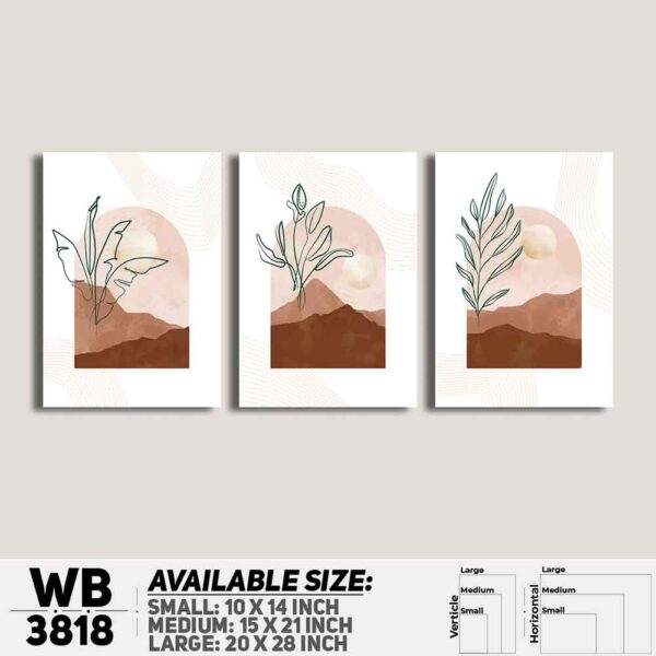 DDecorator Landscape Horizon Art (Set of 3) Wall Decoration And Home Decoration PVC Wall Board And Wall Canvas - WB3818