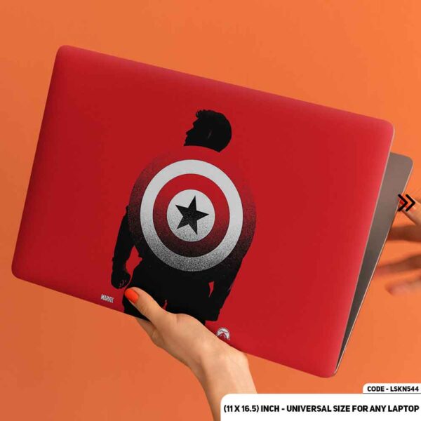 Red Backgorund With Captaine America  Matte Finished Removable Waterproof Laptop Sticker & Laptop Skin (Including FREE Accessories) - LSKN544 - DDecorator
