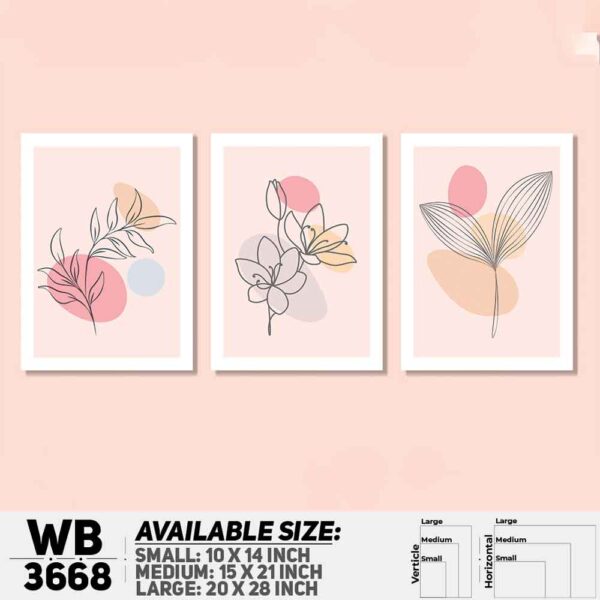 DDecorator Flower And Leaf ArtWork (Set of 3) Wall Decoration And Home Decoration PVC Wall Board And Wall Canvas - WB3668
