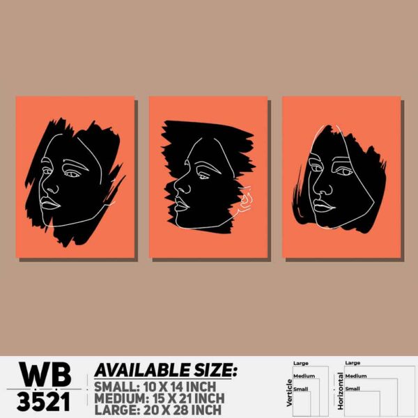 DDecorator Abstract Line Art (Set of 3) Wall Decoration And Home Decoration PVC Wall Board And Wall Canvas - WB3521