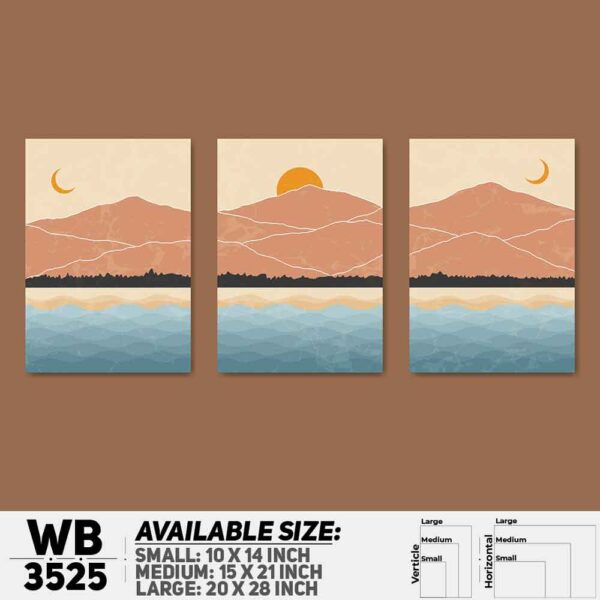 DDecorator Landscape Horizon Art (Set of 3) Wall Decoration And Home Decoration PVC Wall Board And Wall Canvas - WB3525