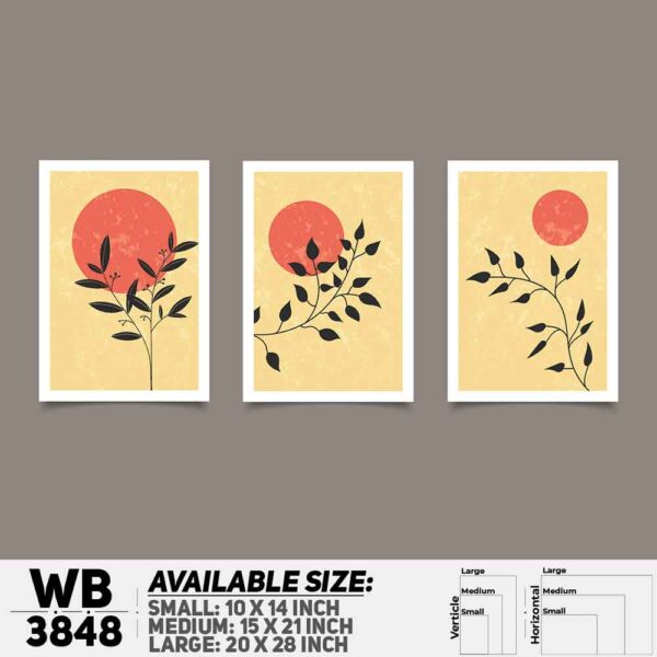 DDecorator Flower And Leaf ArtWork (Set of 3) Wall Decoration And Home Decoration PVC Wall Board And Wall Canvas - WB3848