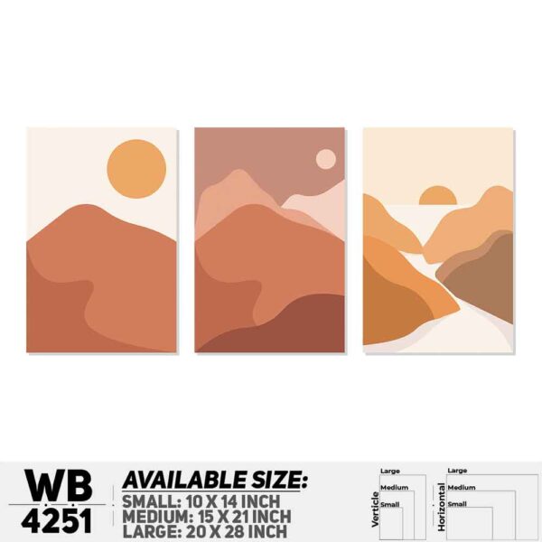 DDecorator Landscape & Horizon Design (Set of 3) Wall Decoration And Home Decoration PVC Wall Board And Wall Canvas - WB4251