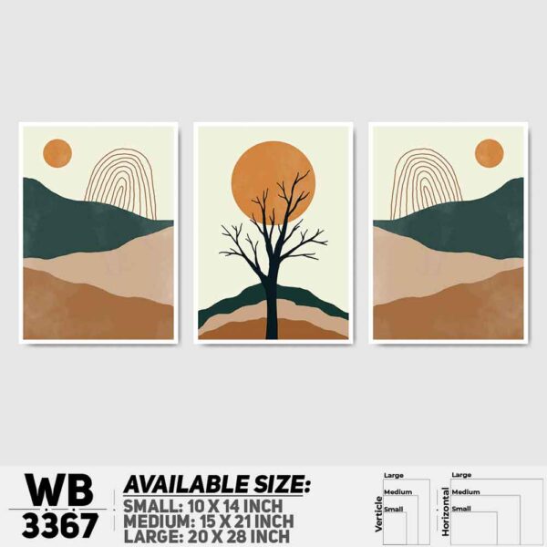 DDecorator Landscape & Tree Art (Set of 3) Wall Decoration And Home Decoration PVC Wall Board And Wall Canvas - WB3367