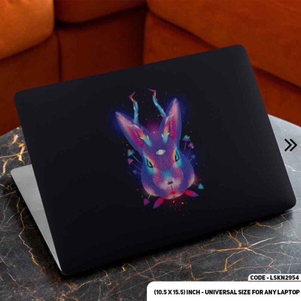 Neon Hares In Black Background Matte Finished Removable Waterproof Laptop Sticker & Laptop Skin (Including FREE Accessories) - LSKN2954 - DDecorator