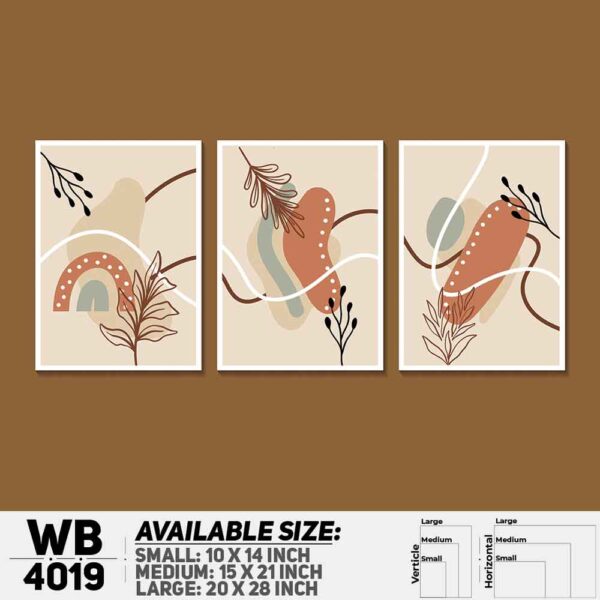 DDecorator Leaf With Abstract Art (Set of 3) Wall Decoration And Home Decoration PVC Wall Board And Wall Canvas - WB4019