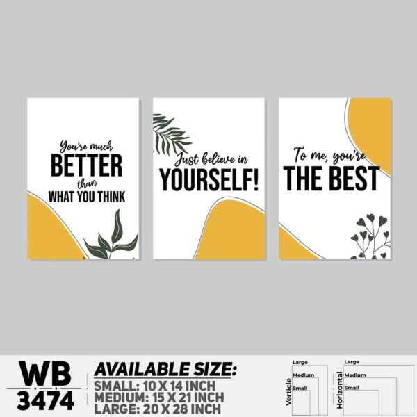 DDecorator Motivational & Flower (Set of 3) Wall Decoration And Home Decoration PVC Wall Board And Wall Canvas - WB3474