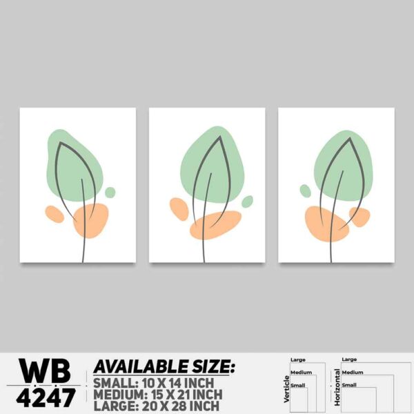 DDecorator Leaf With Abstract Art (Set of 3) Wall Decoration And Home Decoration PVC Wall Board And Wall Canvas - WB4247
