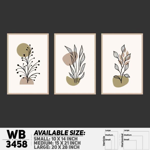 DDecorator Flower And Leaf ArtWork (Set of 3) Wall Decoration And Home Decoration PVC Wall Board And Wall Canvas - WB3458
