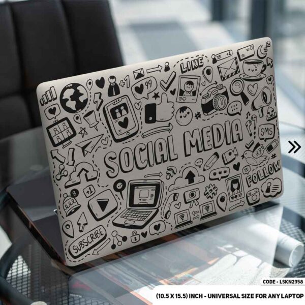 Social Media Seamless Pattern Matte Finished Removable Waterproof Laptop Sticker & Laptop Skin (Including FREE Accessories) - LSKN2358 - DDecorator
