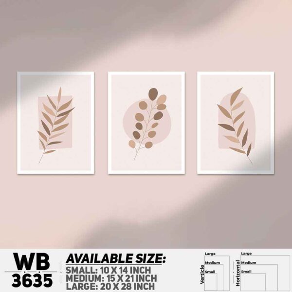 DDecorator Flower And Leaf ArtWork (Set of 3) Wall Decoration And Home Decoration PVC Wall Board And Wall Canvas - WB3635