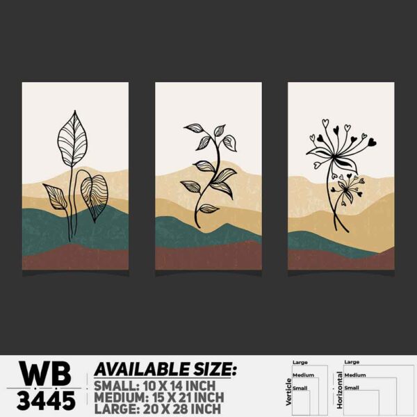 DDecorator Flower And Leaf ArtWork (Set of 3) Wall Decoration And Home Decoration PVC Wall Board And Wall Canvas - WB3445