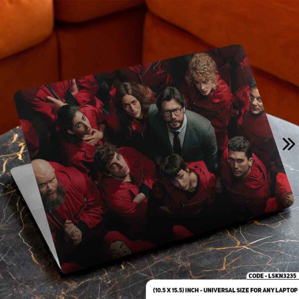 Money Heist Full Team Matte Finished Removable Waterproof Laptop Sticker & Laptop Skin (Including FREE Accessories) - LSKN3235 - DDecorator