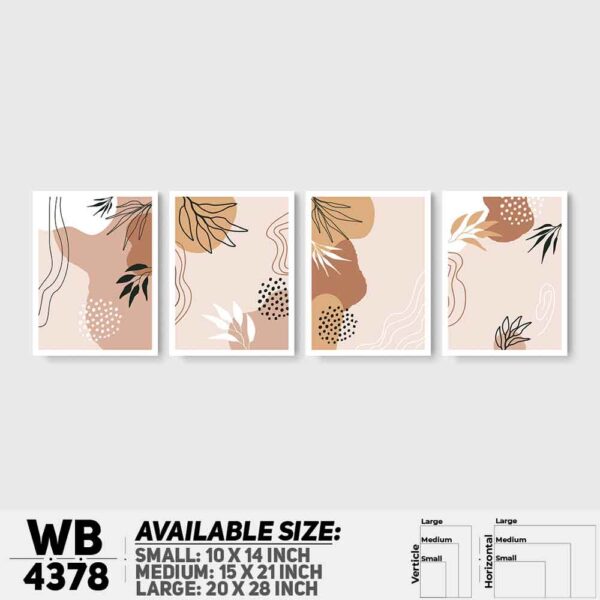 DDecorator Flower & Leaf Abstract Art (Set of 4) Wall Decoration And Home Decoration PVC Wall Board And Wall Canvas - WB4378