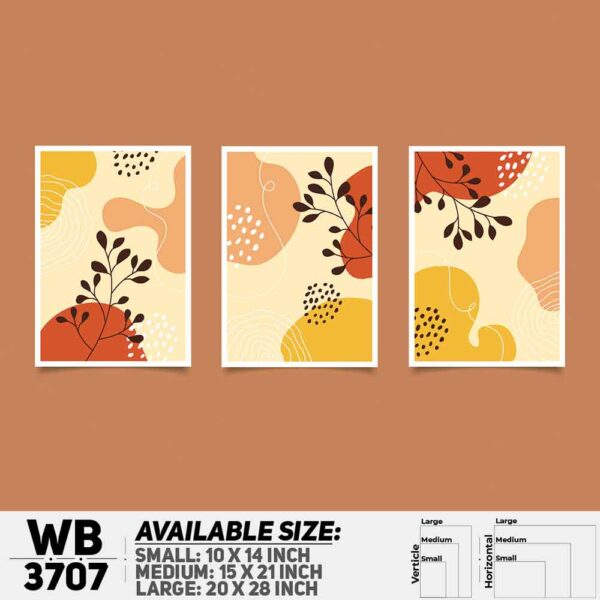 DDecorator Flower And Leaf ArtWork (Set of 3) Wall Decoration And Home Decoration PVC Wall Board And Wall Canvas - WB3707