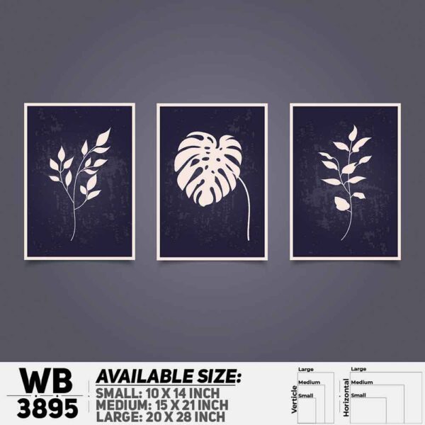 DDecorator Flower And Leaf ArtWork (Set of 3) Wall Decoration And Home Decoration PVC Wall Board And Wall Canvas - WB3895