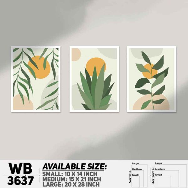 DDecorator Leaf ArtWork (Set of 3) Wall Decoration And Home Decoration PVC Wall Board And Wall Canvas - WB3637