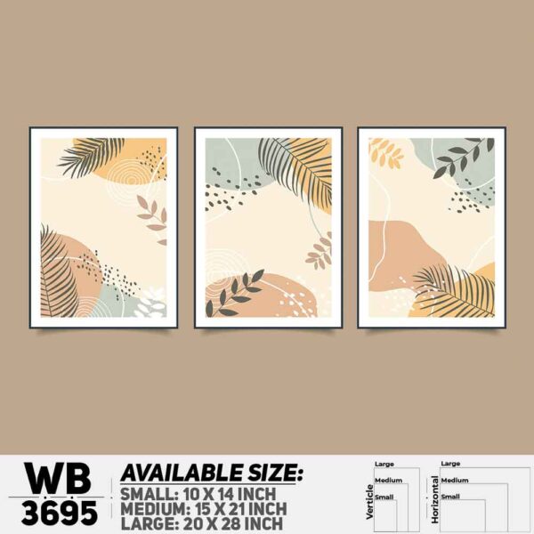 DDecorator Flower And Leaf ArtWork (Set of 3) Wall Decoration And Home Decoration PVC Wall Board And Wall Canvas - WB3695