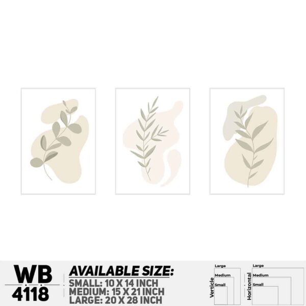 DDecorator Leaf With Abstract Art (Set of 3) Wall Decoration And Home Decoration PVC Wall Board And Wall Canvas - WB4118