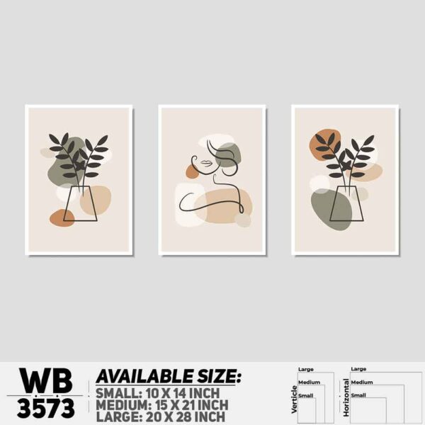 DDecorator Flower And Leaf Line Art ArtWork (Set of 3) Wall Decoration And Home Decoration PVC Wall Board And Wall Canvas - WB3573