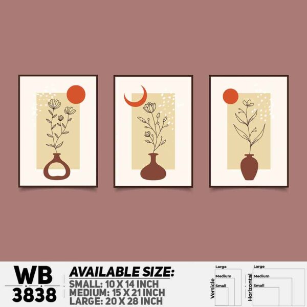 DDecorator Flower And Leaf ArtWork (Set of 3) Wall Decoration And Home Decoration PVC Wall Board And Wall Canvas - WB3838