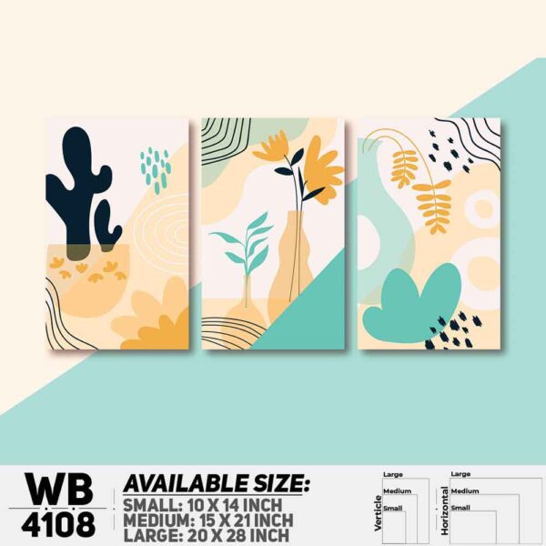 DDecorator Flower & Leaf Abstract Art (Set of 3) Wall Decoration And Home Decoration PVC Wall Board And Wall Canvas - WB4108