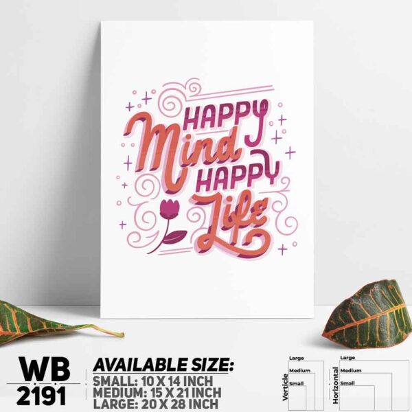 DDecorator Happy Mind Happy Life - Motivational Wall Decoration And Home Decoration PVC Wall Board And Wall Canvas - WB2191