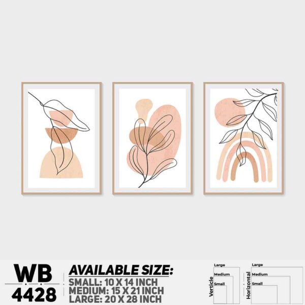DDecorator Leaf With Abstract Art (Set of 3) Wall Decoration And Home Decoration PVC Wall Board And Wall Canvas - WB4428
