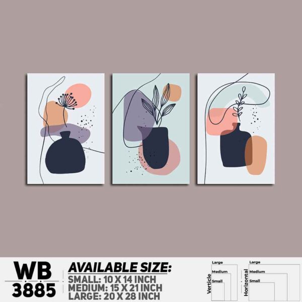 DDecorator Flower And Leaf ArtWork (Set of 3) Wall Decoration And Home Decoration PVC Wall Board And Wall Canvas - WB3885