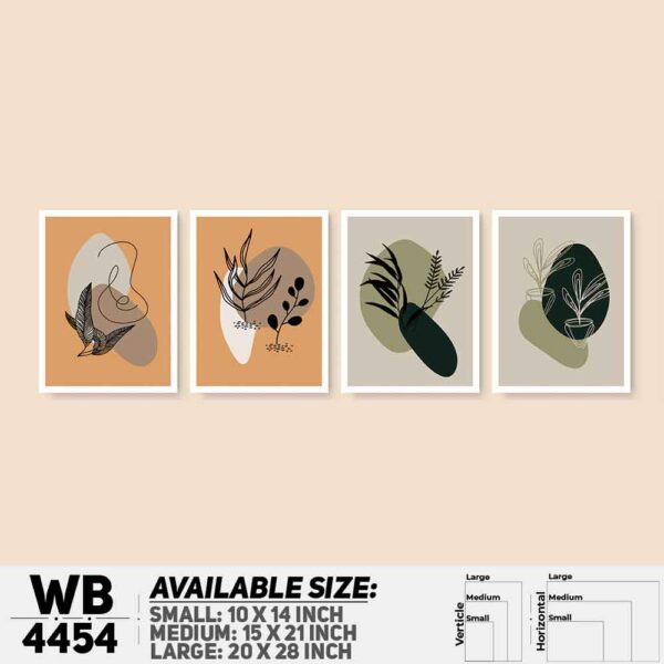 DDecorator Leaf With Abstract Art (Set of 4) Wall Decoration And Home Decoration PVC Wall Board And Wall Canvas - WB4454
