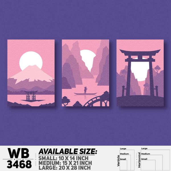 DDecorator Landscape Horizon Art (Set of 3) Wall Decoration And Home Decoration PVC Wall Board And Wall Canvas - WB3468