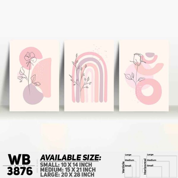 DDecorator Flower And Leaf ArtWork (Set of 3) Wall Decoration And Home Decoration PVC Wall Board And Wall Canvas - WB3876