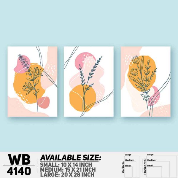 DDecorator Flower & Leaf Abstract Art (Set of 3) Wall Decoration And Home Decoration PVC Wall Board And Wall Canvas - WB4140