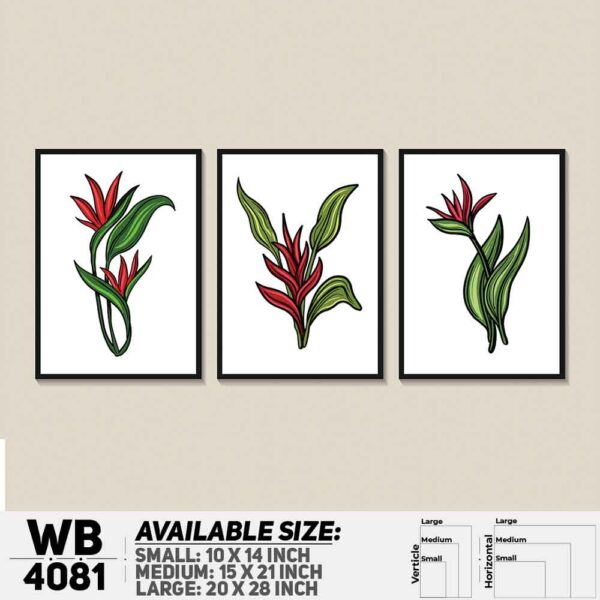 DDecorator Flower & Leaf Abstract Art (Set of 3) Wall Decoration And Home Decoration PVC Wall Board And Wall Canvas - WB4081
