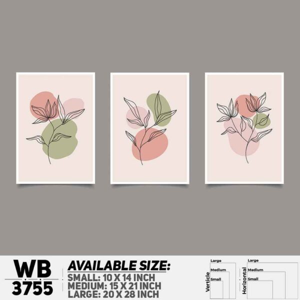 DDecorator Flower And Leaf ArtWork (Set of 3) Wall Decoration And Home Decoration PVC Wall Board And Wall Canvas - WB3755