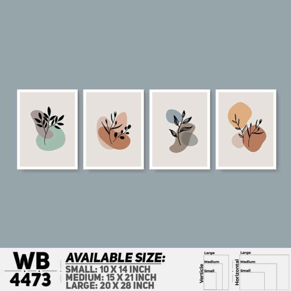 DDecorator Leaf With Abstract Art (Set of 4) Wall Decoration And Home Decoration PVC Wall Board And Wall Canvas - WB4473