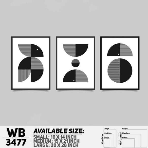 DDecorator Abstract ArtWork (Set of 3) Wall Decoration And Home Decoration PVC Wall Board And Wall Canvas - WB3477