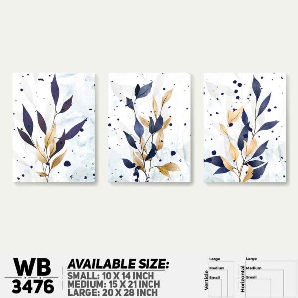 DDecorator Flower And Leaf ArtWork (Set of 3) Wall Decoration And Home Decoration PVC Wall Board And Wall Canvas - WB3476