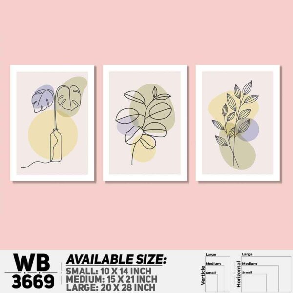 DDecorator Flower And Leaf ArtWork (Set of 3) Wall Decoration And Home Decoration PVC Wall Board And Wall Canvas - WB3669